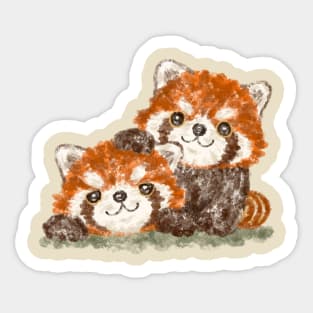 Two happy red pandas Sticker